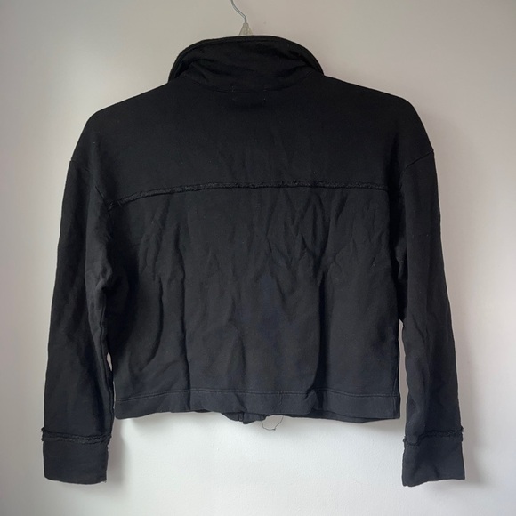 Anthropologie t.La French Terry Lined Black Crop Jacket - Picture 4 of 10